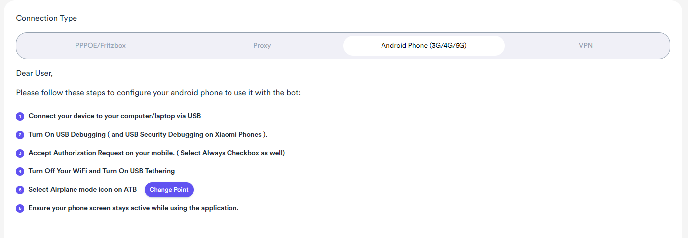 Android phone mode