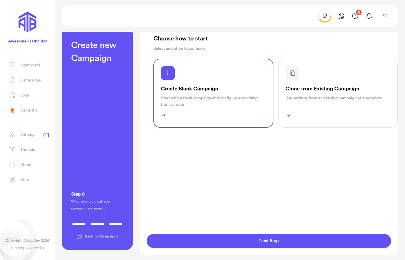 Choose how to start