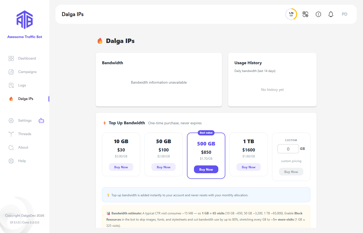 Dalga IPs page