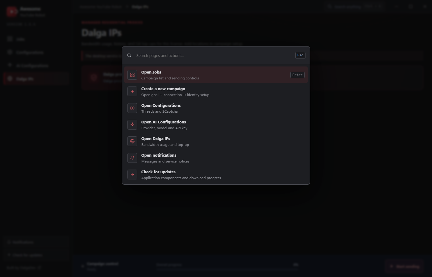 Global search palette