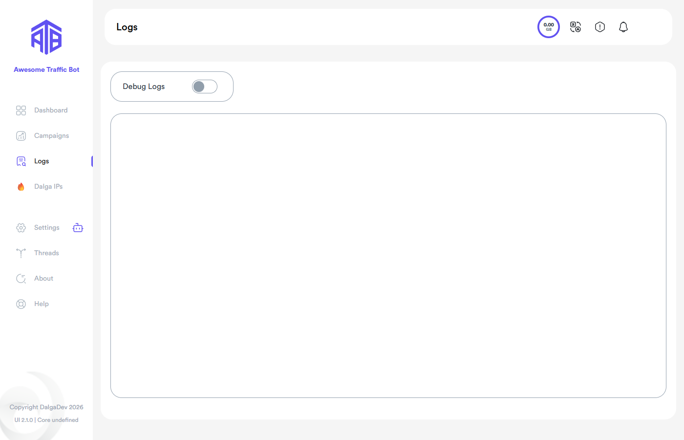 Logs page