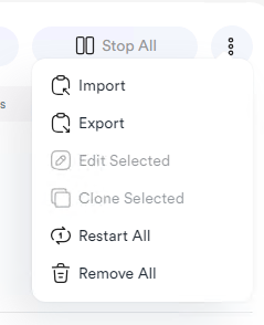 The more (3 dots) menu on the Campaigns page