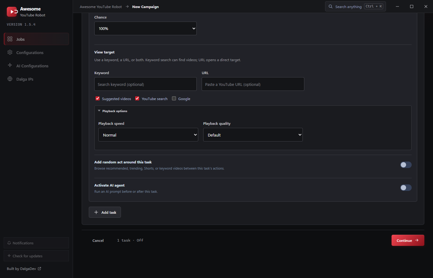 Playback options
