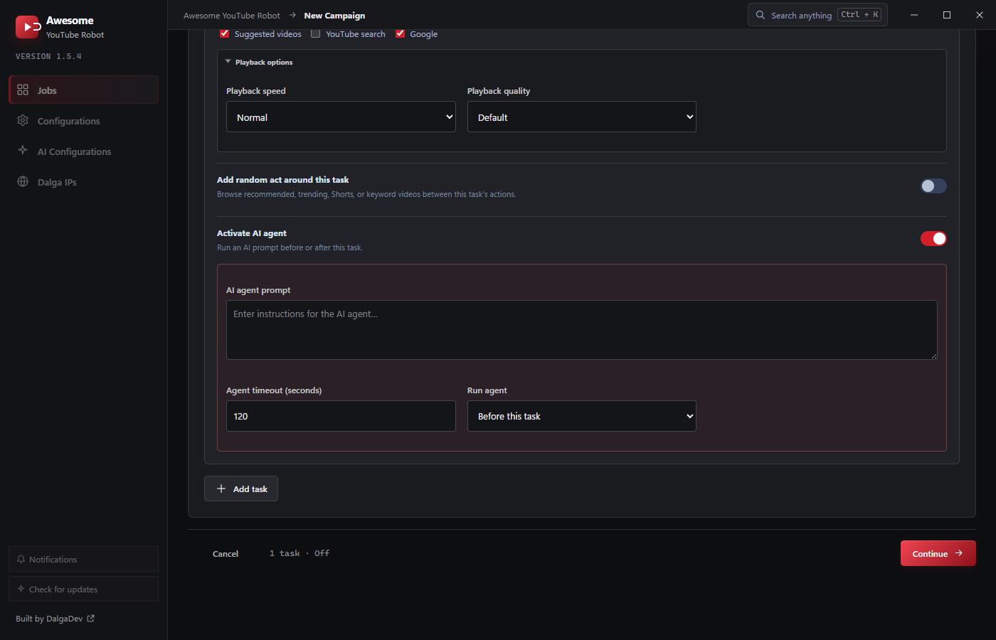 AI agent on a task