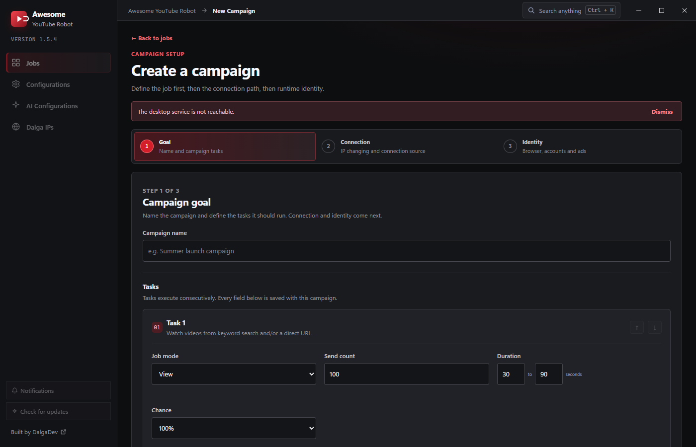 Campaign goal step